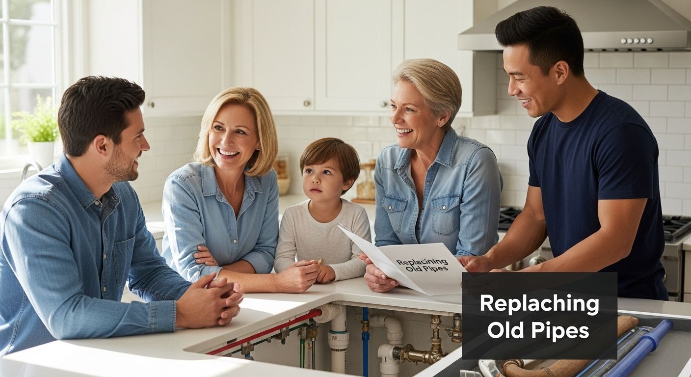 replacing old pipes kitchen family