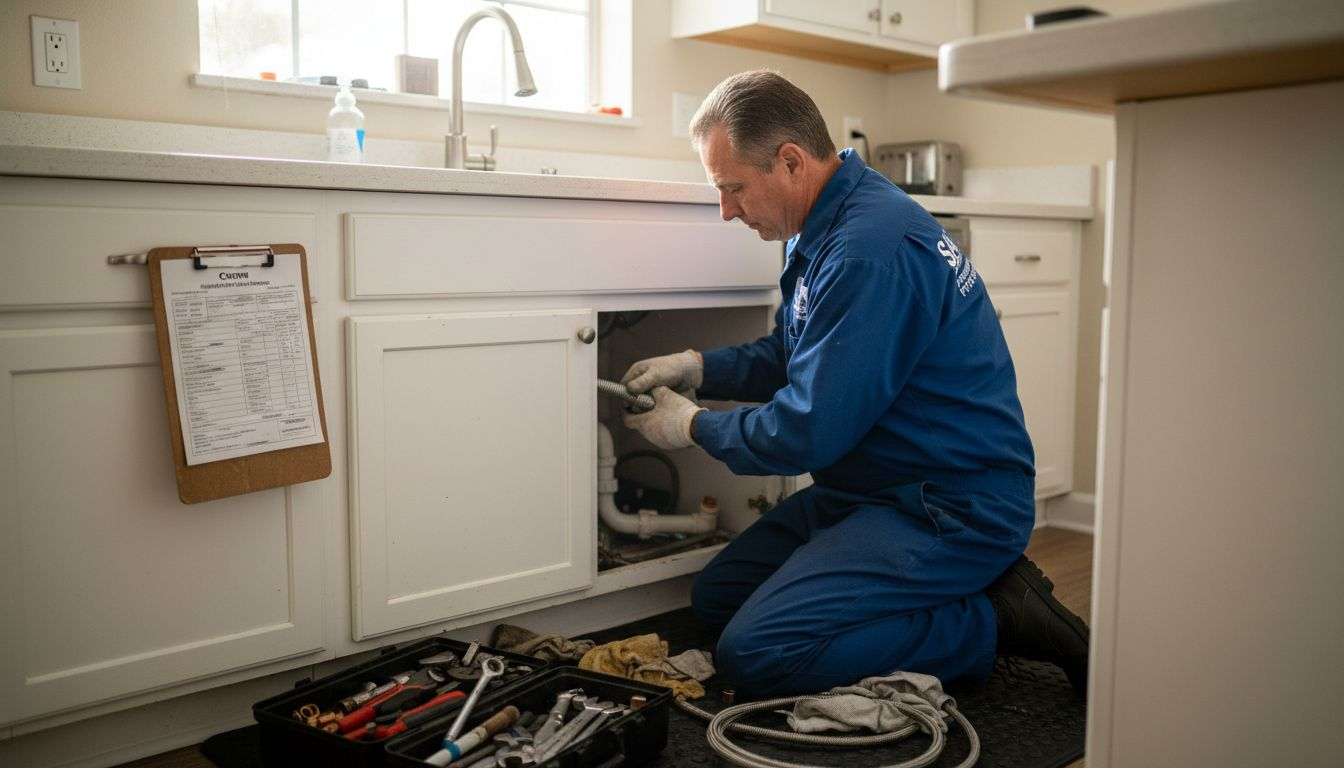 Licensed plumber repairing Sacramento kitchen pipe