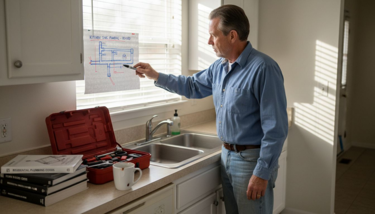 Plumber explains plumbing terminology to homeowner