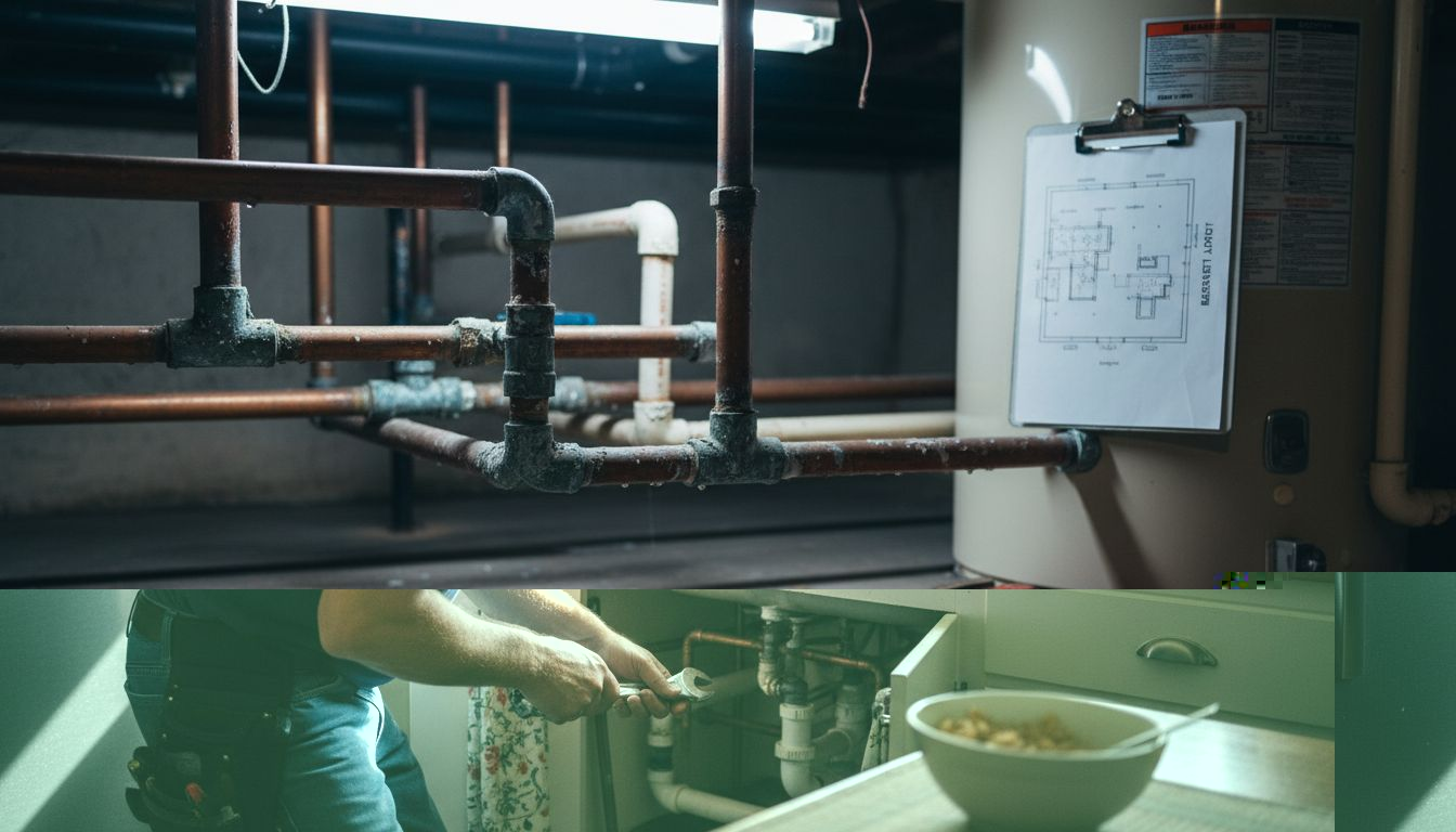 Plumber inspecting pipes under Sacramento kitchen sink